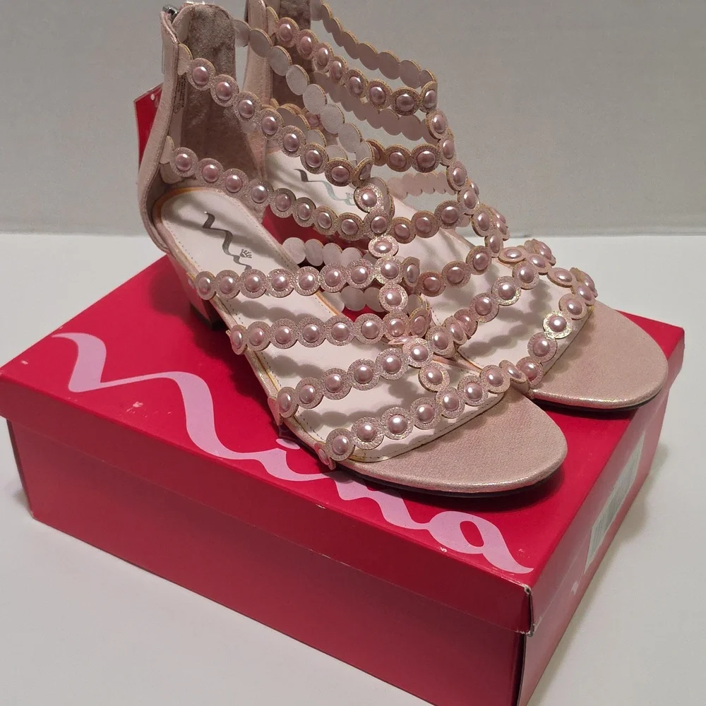 Nina Girls Princess P Blush Shimmer Pump Sandal Size 5‎